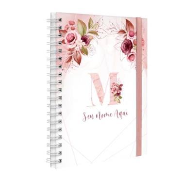 Imagem de Agenda Planner Semanal Plus 2026 Personalizada Monograma Floral Letra M (Branco E Rosa)