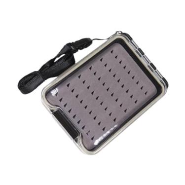 Imagem de oshhni Caixa de armazenamento compacta à prova d'água com tampa transparente leve e fácil de segurar para equipamentos de pesca com mosca, caixa de iscas, Cinza Escuro, Lado Único
