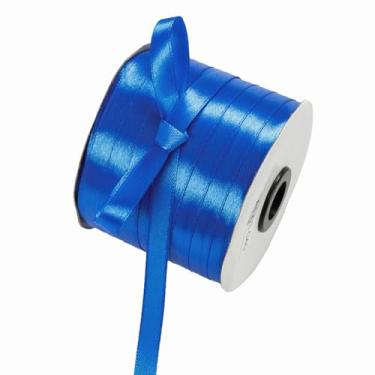 Imagem de Fita de cetim azul real de 0,9 cm x 230 m, fitas de tecido a granel de face única para embrulho de presente, artesanato, álbuns, laços e confecção de cartões
