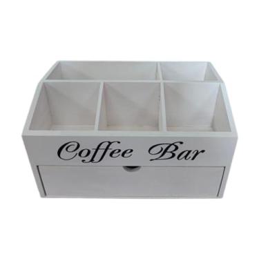 Imagem de AFXGUSD Organizador de Café de Madeira para E Acessórios, Cesto de Armazenamento para Balcão de Cozinha, Dupla Camada, Tamanho real