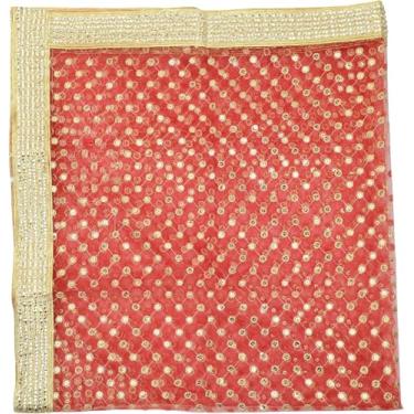 Imagem de Pano de fundo grande decorativo Chunari (Tamanho - 183 cm X 91 cm) Indiano tradicional Cultural Ganpati Ganesha Festival Decoração Chunr MATA Ki Chunri para Estátua Chowki Aasan Mat Decoração de Casa