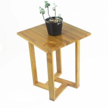 Imagem de Mesa Lateral Design Quadrada Madeira Nobre