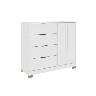 Imagem de Cômoda De Quarto 1177 C- 1 Porta E 4 Gavetas Branco - Carraro