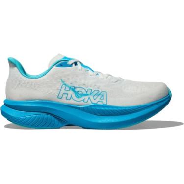Imagem de HOKA Tênis de corrida masculino Mach 6 Road, Branco/azul celeste, 43
