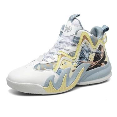 Imagem de Novetra Tênis de basquete masculino cano alto com cadarço para esportes ao ar livre(Yellow,37 BR)