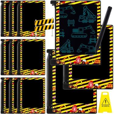 Imagem de Nezyo Pacote com 12 mini lembrancinhas de festa LCD para crianças 12 unidades de 11 cm, blocos de desenho eletrônicos reutilizáveis apagáveis para decoração de festa de construção, artigos de