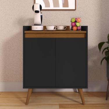 Imagem de Armário Aparador Buffet Sala Cozinha 2 Portas C/Prateleira Cantinho Do Café (Preto/Nature)