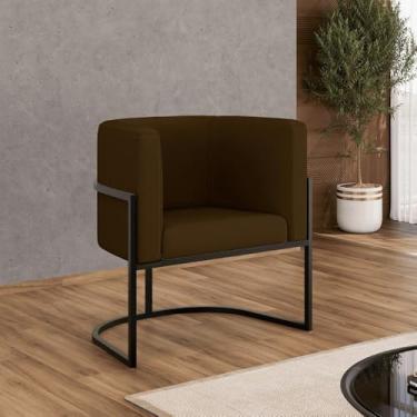 Imagem de Poltrona Corino Decorativa Lua Recepção Base Ferro Black Cor:marrom