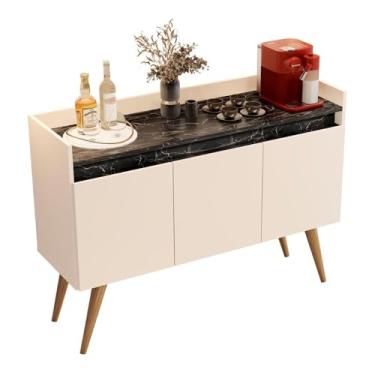 Imagem de Aparador Buffet Gold Marmorizado 3 Portas Pés Madeira Maciça Off White/marmore Preto