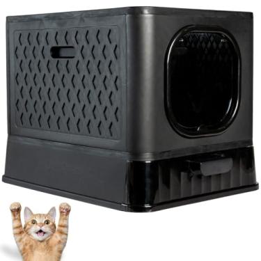 Imagem de Caixa de Areia para Gatos Furba Luxo Fechada com Brindes Inclusos, Preta