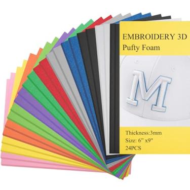 Imagem de Treela 24 peças de espuma de bordado de 3 mm 15,24 cm x 23 cm Folhas de espuma de EVA para artesanato em 3D, bordado à máquina, projetos DIY, costura, travesseiros, bolsas (cor fresca)