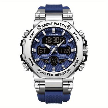 Imagem de Relógio Masculino Display Luminoso Multifuncional Esportivo Pulseira De Silicone Azul P...