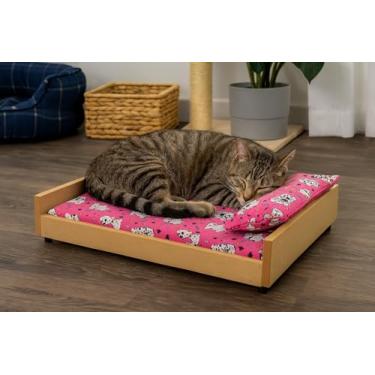 Imagem de Cama Pet Duquesa Luxo Conforto para Cachorros e Gatos Estrutura MDF Tecido Gorgurão Travesseiro Incluso - Rose