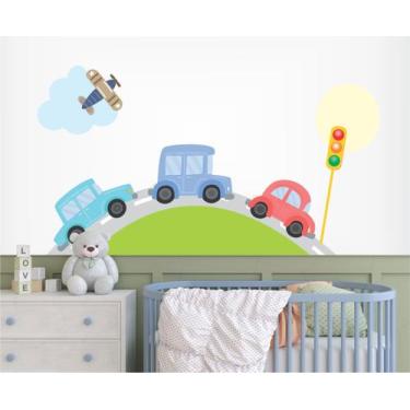 Imagem de Adesivo de Parede Infantil Pista e Carros Trânsito - Colakoala Adesivo