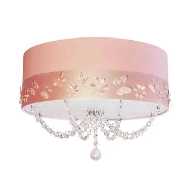 Imagem de Luminária Infantil Quarto Menina Com Cristal 50cm Rosa bebê - Tom Luz