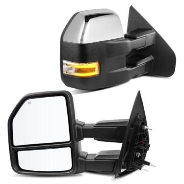 Imagem de LLPTA Espelhos de reboque Drive & Paasenger com espelho Spotter inferior - Compatível com Ford F150 2007-2014 - Espelhos retrovisores laterais de luz de seta aquecidos ajustáveis - Cromado