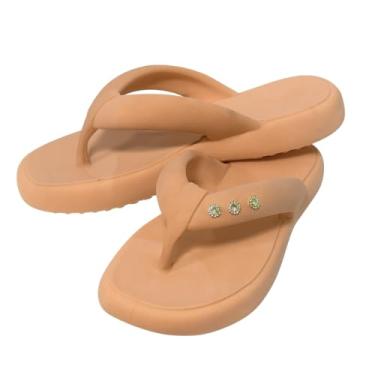 Imagem de Chinelo Feminino Pérola Brilhante Elegante Sandália Confortável Macia Luxo Chic Moda Verão (Rosê, BR, Adulto, Faixa Numérico, 37, 38)