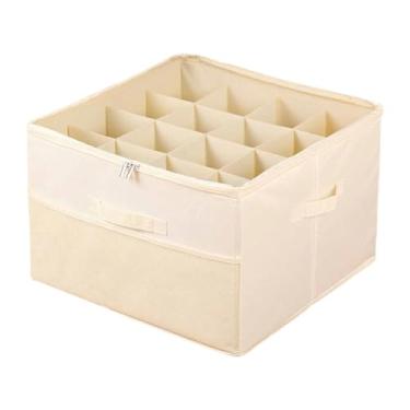 Imagem de DimyFew Organizador de sapatos para armário com alças, portátil, dobrável, com tampa transparente, caixa de armazenamento de sapatos para saltos, quarto, Bege