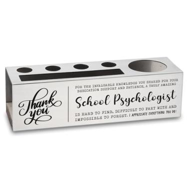 Imagem de Porta-lápis Thank You School Psychologist, organizador de mesa de aço inoxidável, presente para conselheiro, terapeuta, equipe de saúde mental, decoração de escritório de agradecimento para