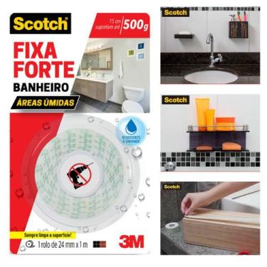 Imagem de Fita Dupla Face 24mm X 1m Fixa Forte Banheiro Quadros 3M