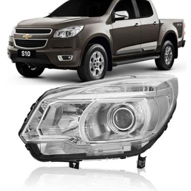 Imagem de Farol Chevrolet S10 Ltz 2012 2013 Cromado - SP ACESSÓRIOS, Esquerdo