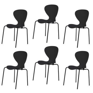 Imagem de Conjunto 6 Cadeiras Base Tubular Fixa Flash Preto