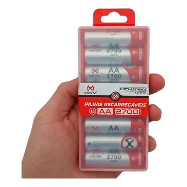 Imagem de Pilha aa Recarregavel DC 2700mah Kit 8 Unidades mais case