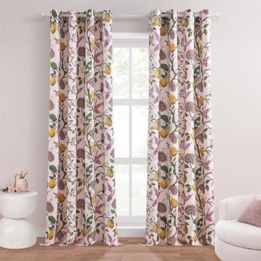 Imagem de Cortinas Topfinel Floral Blackout 213 cm de comprimento 2 painéis rosa
