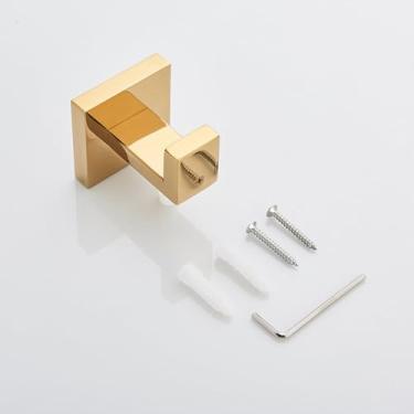 Imagem de Toalheiro de banheiro dourado, barra de toalha, suporte de papel, gancho para roupão, acessórios de aço inoxidável para parede, gancho para roupão, A