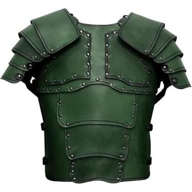 Imagem de Armadura De Peito Medieval Para Homens Fantasia De Peito Renascentista Armadura De Ombro Armadura De Peito, Couro Falso Guerreiro Cavaleiro Cosplay Fantasia, Green
