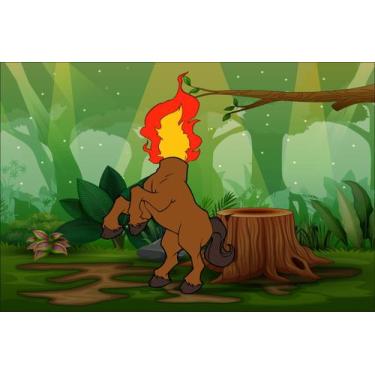 Imagem de Painel de Lona Mula Sem Cabeça Folclore Floresta Vagalumes - Fabrika d