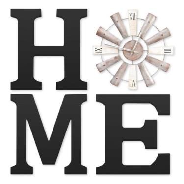 Imagem de Decoração de parede ZAZIWZ Farmhouse Home Signs com relógio de moinho 