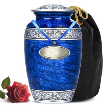 Imagem de Urna de cremação LIFAG Blue Marble Finish Metal Adulto 100kg