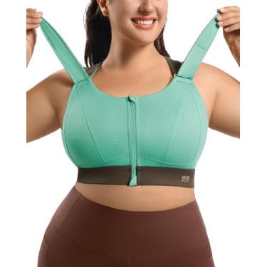 Imagem de Sutiã esportivo VFUS High Impact com zíper frontal verde aqua tamanho 