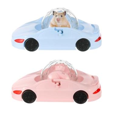 Imagem de Carro de bola de corrida de hamster de plástico, roda de corrida de carro, hamster, roda de exercícios para hamsters, brinquedo visível de 360° com porta dupla para ratos ou outros animais pequenos