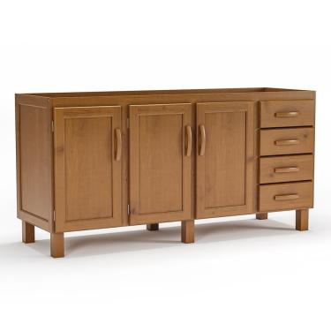 Imagem de Balcão De Pia Para Cozinha 160 Cm 3 Portas 4 Gavetas Frida Imbuia Fosco