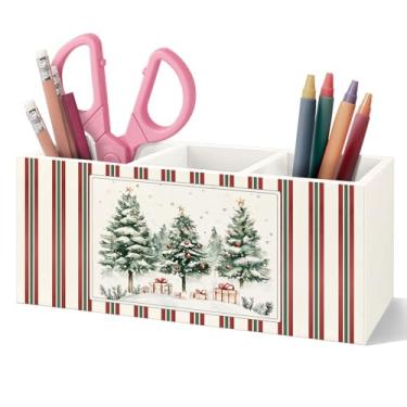 Imagem de VIITlUE 765 Porta-lápis de madeira, organizador de decoração de mesa