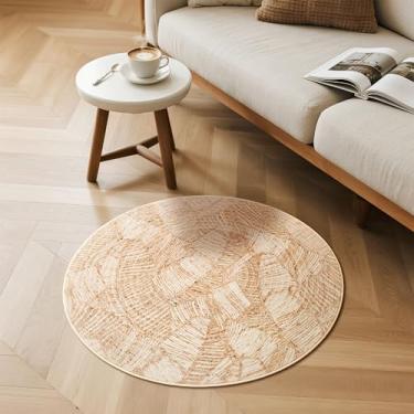 Imagem de Carvapet Tapete redondo de imitação de juta – aparência de juta de 61 cm lavável 61 cm pequeno tapete circular com suporte de borracha antiderrapante, tapete de área resistente a manchas para entrada