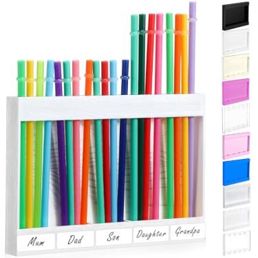 Imagem de Qinyoung Suporte de canudo de acrílico para porta de armário com fita adesiva dupla face, organizador de palhas, reutilizável, armazenamento de copo, acessórios de cozinha, recipiente para armário de