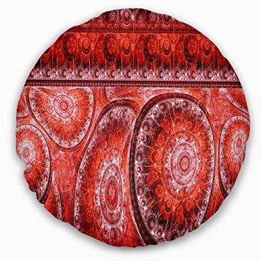 Imagem de Design fractal de células vermelhas Designart sala de estar, sofá, almofada de alta qualidade + capa de almofada impressa em ambos os lados 40 cm