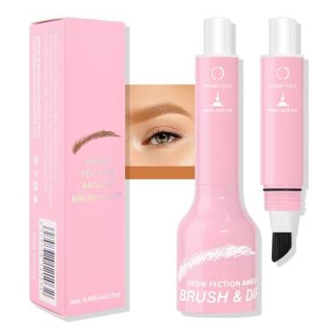 Imagem de WanTuoluo Pincel angular e caneta de imersão marrom para sobrancelhas, creme de gel líquido para sobrancelhas naturais, pomada de sobrancelha à prova de manchas, impermeável e de longa duração e