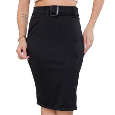 Imagem de Saia Evangélica Social Cinto E Botões Elegante - Look Modas Octavio, M