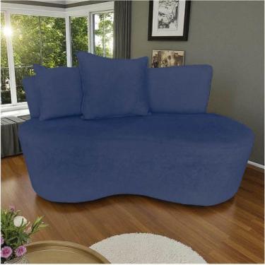Imagem de Namoradeira Sofá 2 Lugares Yara Orgânica Veludo Azul Marinho - Mansão 