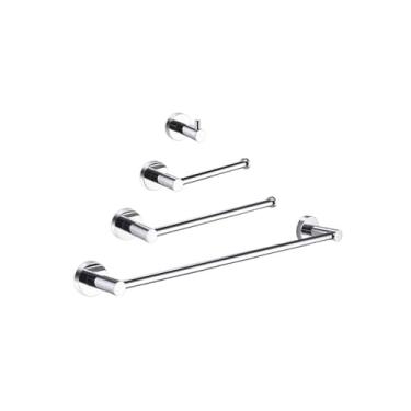 Imagem de Acessórios para banheiro cromados, toalheiro de aço inoxidável, porta-papel, anel para toalha, porta-copos, porta-escova de vaso sanitário, pingente de ferragens, conjunto de 4 peças A