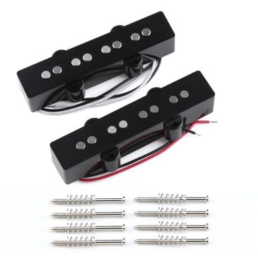 Imagem de FLEOR Alnico 5 Open Style J Bass Pickup Neck + Bridge Pickup Set Fit 4 Cordas Baixo Elétrico Parte