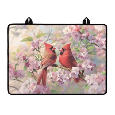 Imagem de Cugasmaru Capas de forno para fogão a gás floral cardeal pássaro vidro tapete de fogão de topo plano, tapete de fogão de indução de forno resistente ao calor para tapetes de bancada de cerâmica
