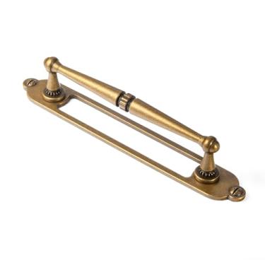 Imagem de Goo-Ki Puxadores de gaveta de armário de latão antigo c-c de 12,8 cm com placa traseira/espaçador/placa de base ferragens de cozinha de liga de zinco - pacote com 2 alças de barra de latão retrô