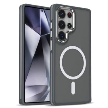 Imagem de Capa magnética de luxo para Samsung Galaxy S25 Plus, S24 Ultra, S23 Fe e S22, com carregamento sem fio e à prova de choque (para Galaxy S25 Ultra/cinza)