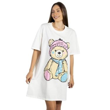 Imagem de Camisola urso feminina de verao vestido de dormir - Empório Do Algodão