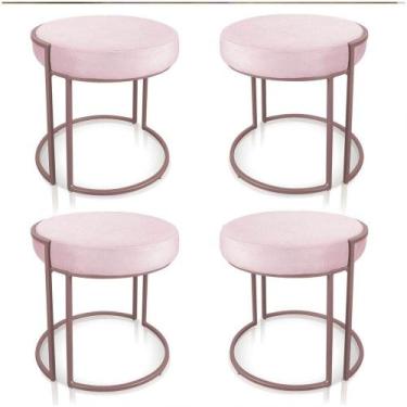 Imagem de Kit 4 Puffs Love Suede Base Rose Rosa Bebê - DROSSI